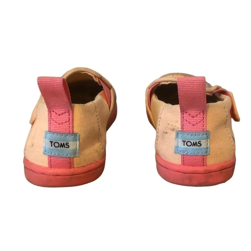TOMS Iridescent Alpargata Shoe Toddler Size T8 Pink Slip On Sneakers